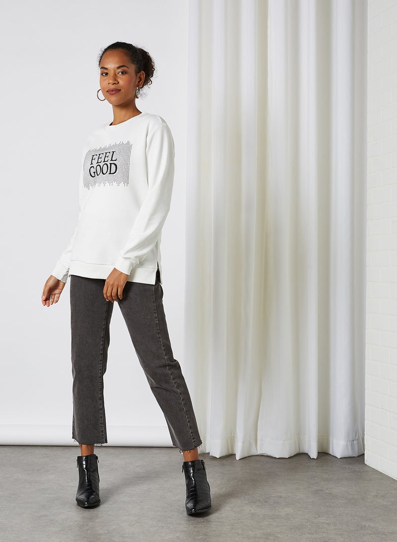 KOTON - Graphic Printed Long Sleeve Sweatshirt Off White - Image 1