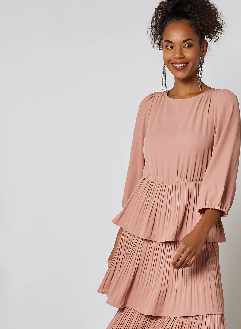 Y.A.S Three Quater Sleeve Insta Midi Dress Ash Rose