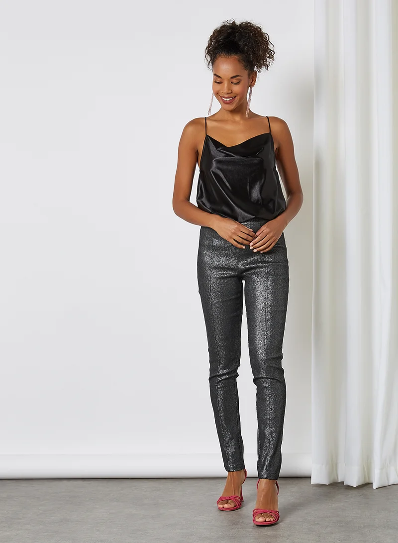 Y.A.S Taylor High Waist Leggings Black Lurex
