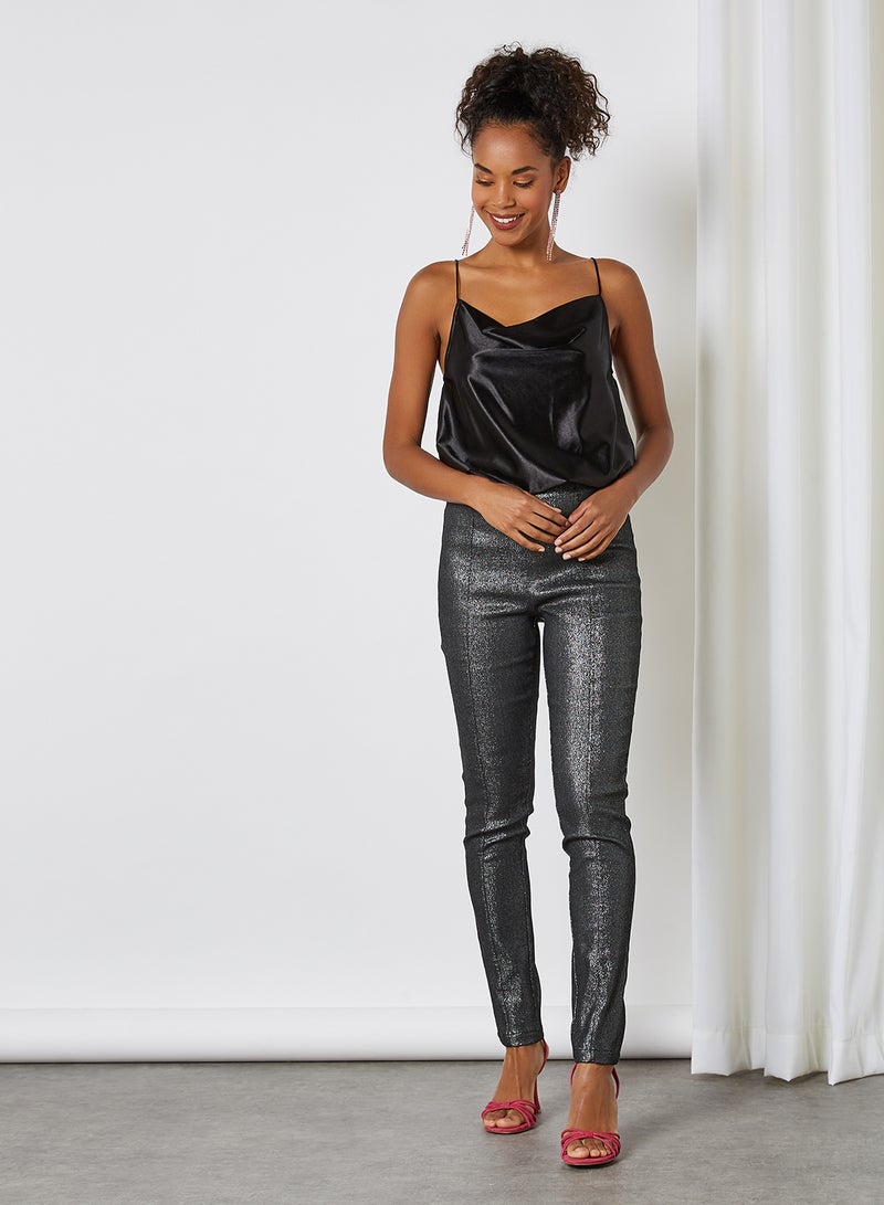 Y.A.S Taylor High Waist Leggings Black Lurex  - Image 3
