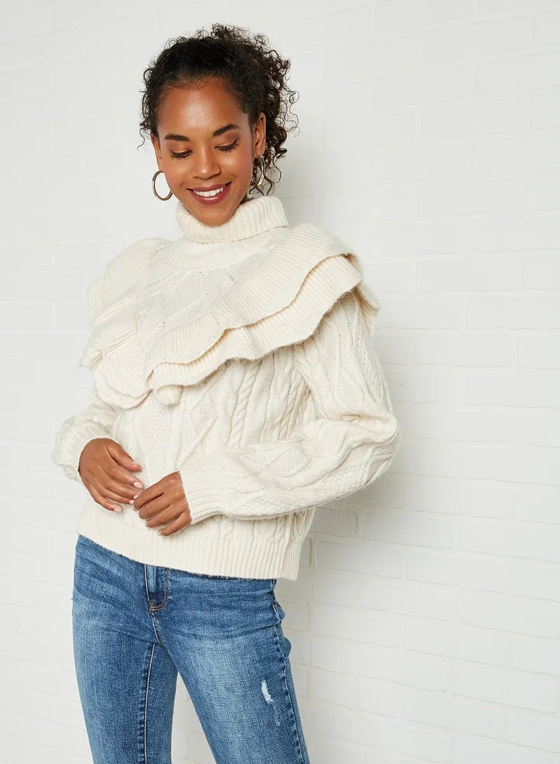Y.A.S Turtle Neck Choko Sweater Eggnog