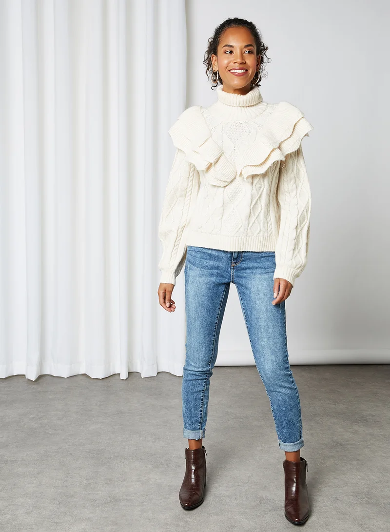Y.A.S Turtle Neck Choko Sweater Eggnog