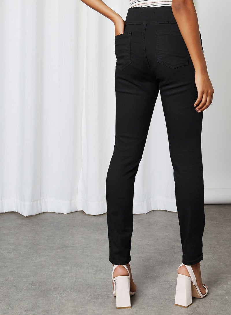 KOTON - Slim Fit Pattern Pants Black - Image 1