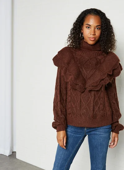 Y.A.S Turtle Neck Choko Sweater Rum Raisin
