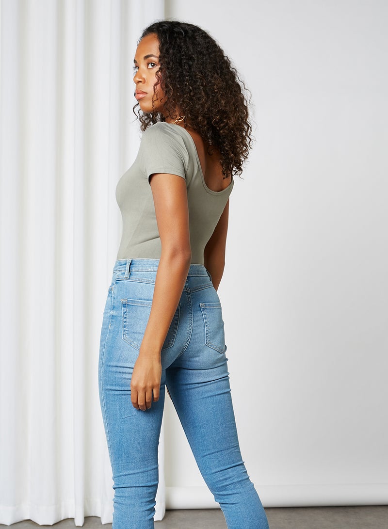 Ardene - Slip On Cap Sleeves Bodysuit Green - Image 1