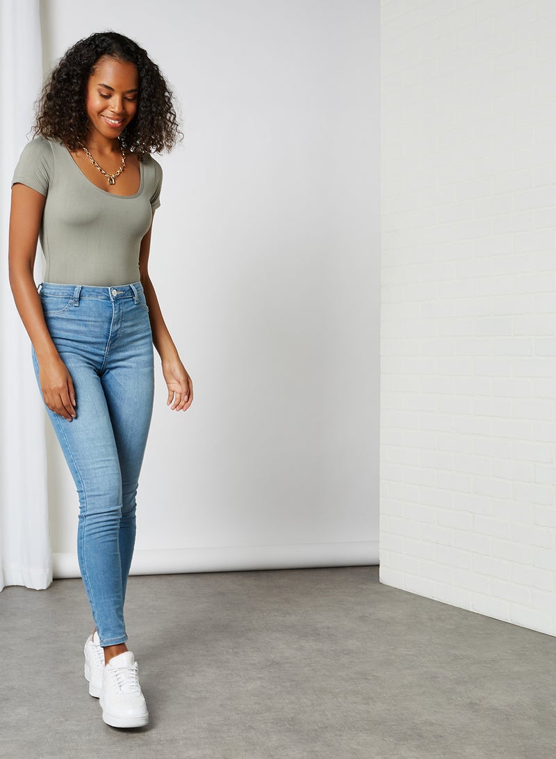 Ardene - Slip On Cap Sleeves Bodysuit Green - Image 1