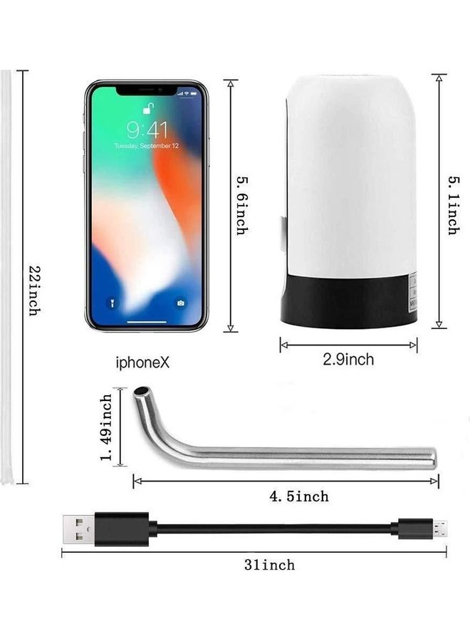 موزع مياه تلقائي معبأ بمضخة قابل للشحن أسود وأبيض - Image 3