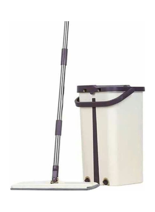 2-Piece Flat Wiper Mop With Bucket Set Grey/Brown/White 23.4x26.34cm - Image 1