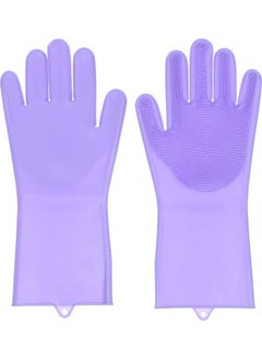 2-Piece Magic Silicone Scrubbing Gloves Purple 3.7x23.3cm - v1606335524/N42611194A_1