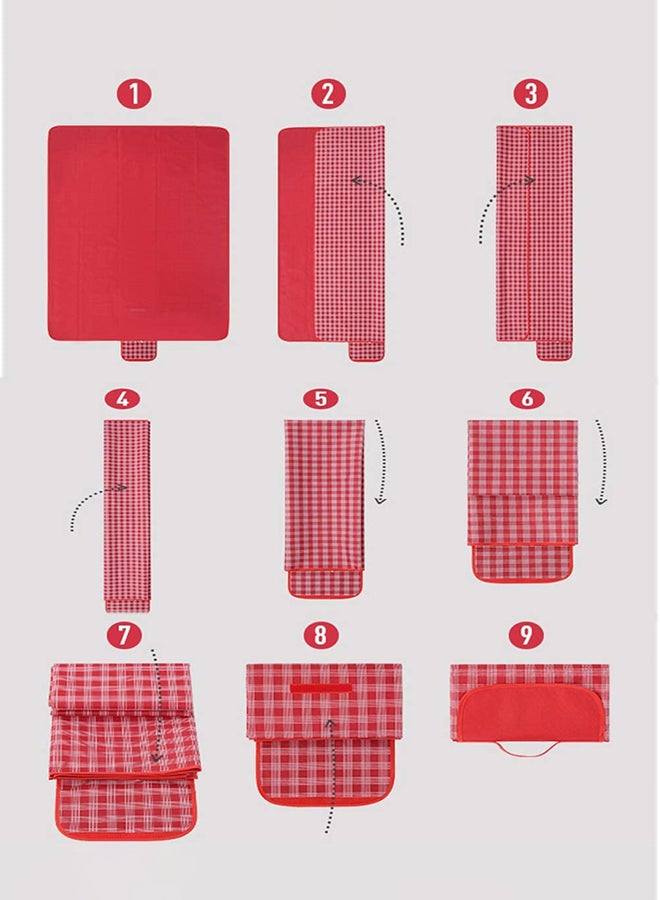 Generic Foldable Outdoor Waterproof Picnic Mat Red/White  - Image 2