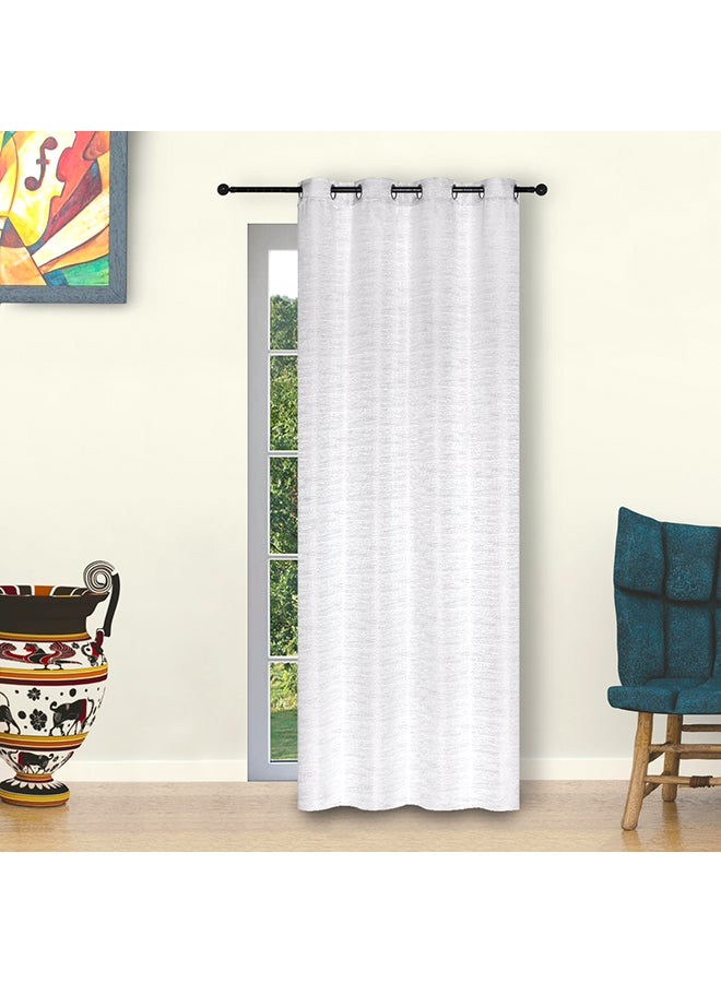 Atlanta Single Colour-Fast Dyed Jacquard Washable Curtain With Eyelets Silver/White 140 x 240cm 