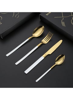 Sunhome 4 Piece Stainless Steel Cutlery Set White/Gold  - Image 1