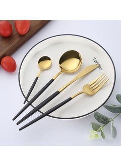 Sunhome 4 Piece Stainless Steel Cutlery Set Black/Gold  - Image 2