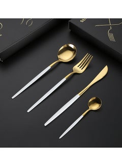 Sunhome 4 Piece Stainless Steel Cutlery Set White/Gold  - Image 4