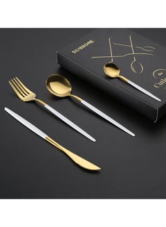 Sunhome 4 Piece Stainless Steel Cutlery Set White/Gold  - Image 5