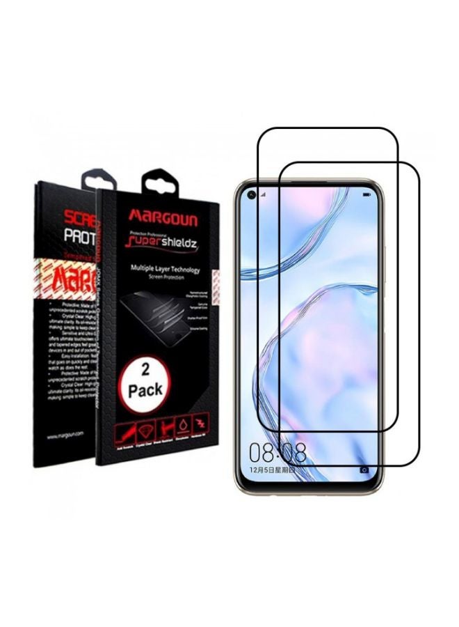 مارجون مجموعة لاصقات حماية من الزجاج ثلاثية الأبعاد للشاشة لهاتف هاواوي نوفا 7I من قطعتين أسود / شفاف - Image 2