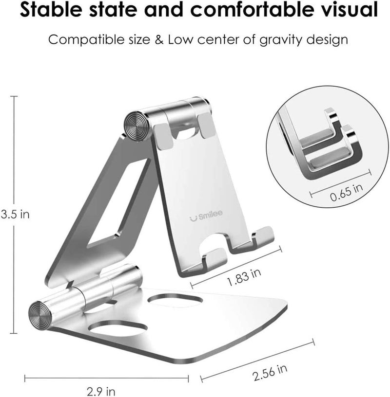 SMILEE Foldable Aluminum Cell Phone Stand Silver  - Image 3