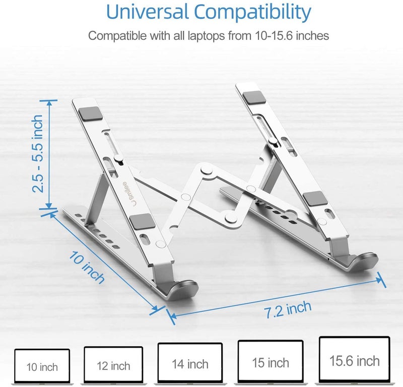 SMILEE - Foldable Aluminum Laptop Stand Silver - Image 1