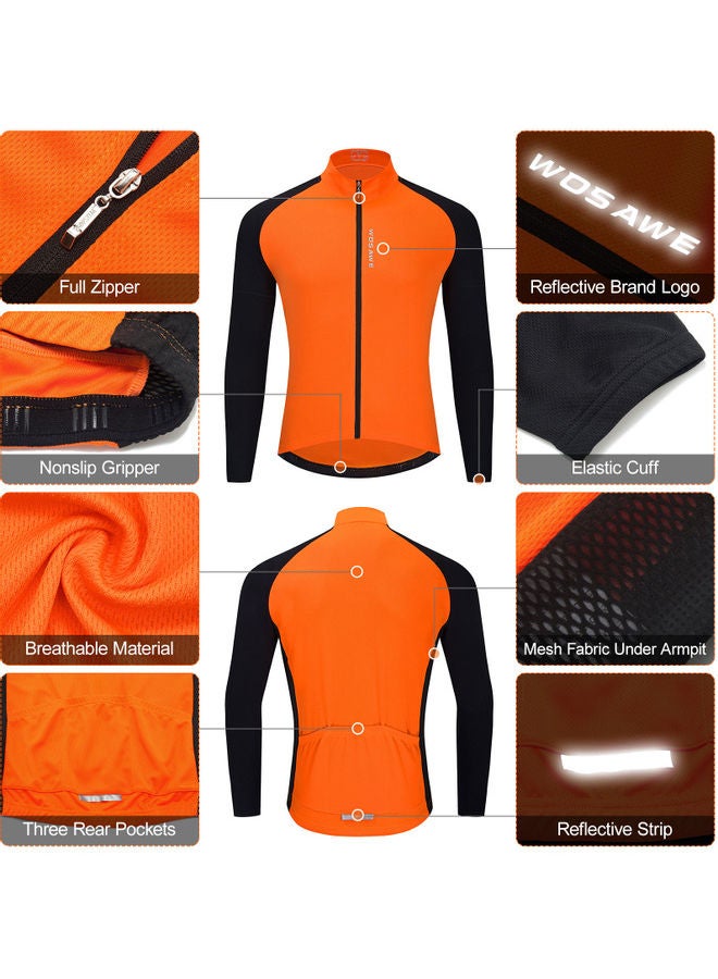 Generic Men Cycling Jersey Breathable Full Zipper Long Sleeves MTB Bicycle Shirt Bike Riding Clothing Shirt L 25*1*22cm  - Image 4