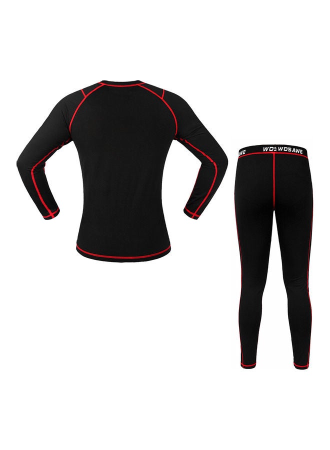 Generic Men Long Sleeve Thermal Fleece Lined Compression Underwear Set Bicycle Jersey Base Layer Shirt and Pants Leggings for Cycling Running Jogging XL 35*5*25cm  - Image 4