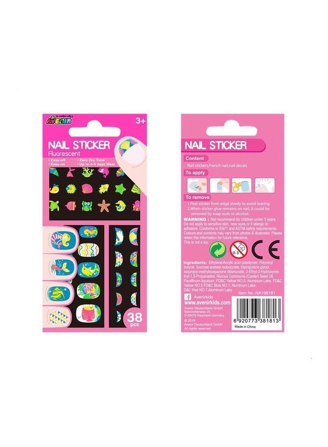 Avenir 38-Piece Sea Creature Shaped Fluorescent Nail Sticker 