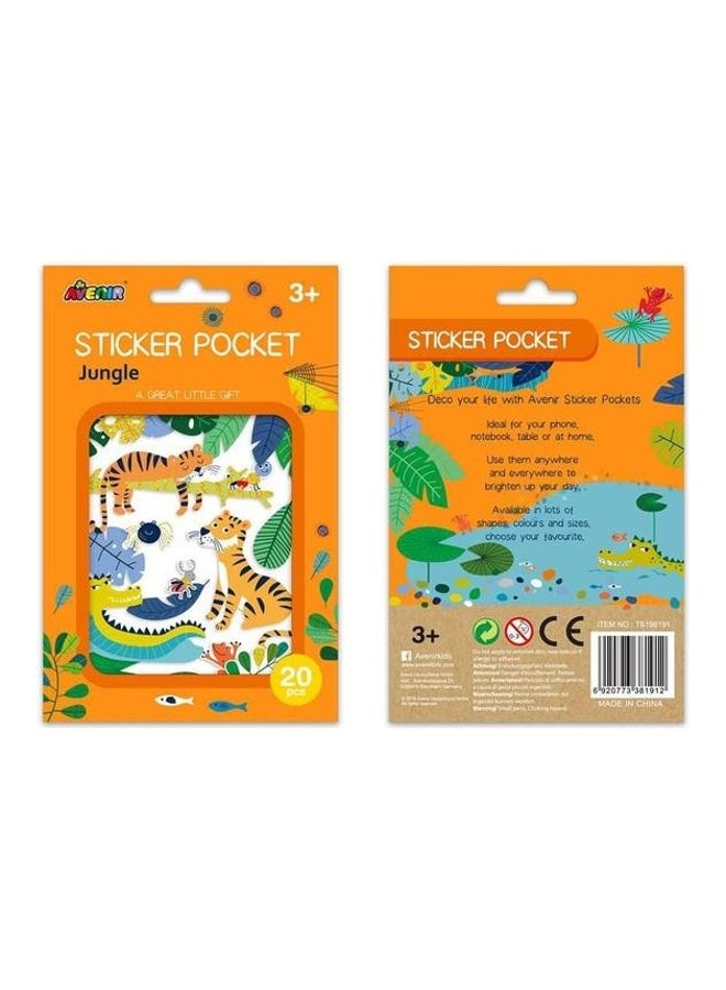 Avenir 20-Piece Jungle Shaped Pocket Sticker Playset 