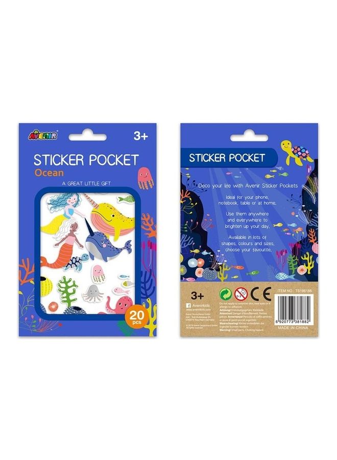 Avenir 20-Piece Ocean Shaped Pocket Sticker Playset