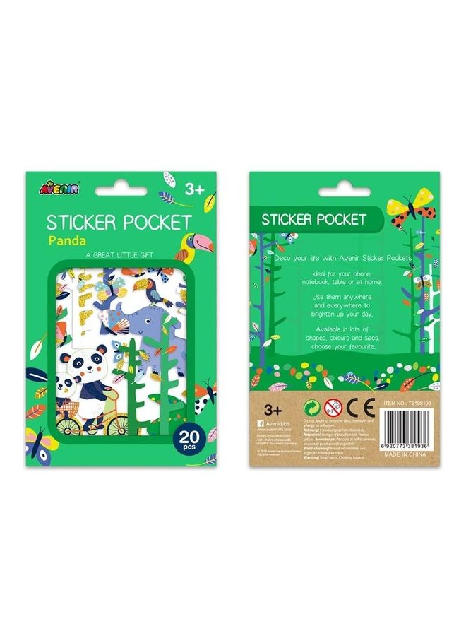 Avenir 20-Piece Panda Shaped Pocket Sticker Playset 