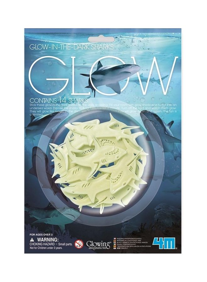 4m 14-Piece Shark Shaped Glow In The Dark Sticker Playset