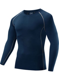 Men Long Sleeve Compression Shirt Jersey Active Sports Base Layer T-Shirt Athletic Workout Shirt for Cycling Running Fitness XL 25*1*22cm