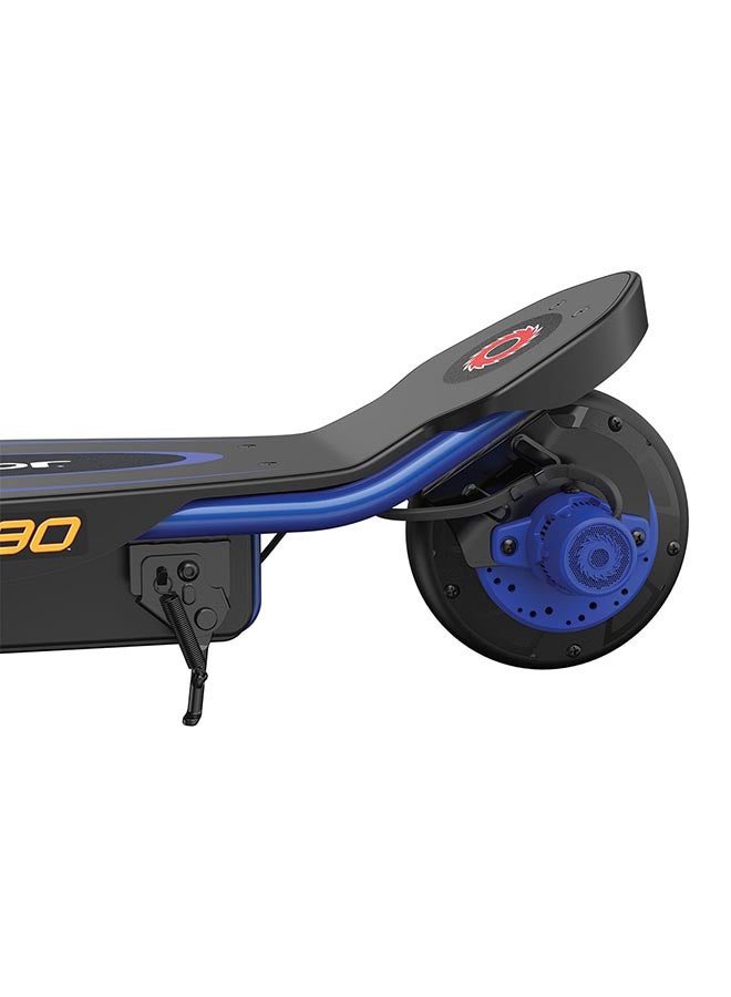 ريزر سكوتر كهربائي Razor بقوة 85 وات - سكوتر Power Core E90 E للأطفال من سن 8 سنوات فما فوق بسرعة قصوى تبلغ 10 ميل في الساعة ومدة ركوب 60 دقيقة ومدى يصل إلى 10 أميال وبطارية 12 فولت 7 أمبير وإطارات مقاومة للثقب مقاس 5.6 بوصة - أزرق أزرق 84.5x20.5x35سم - Image 2