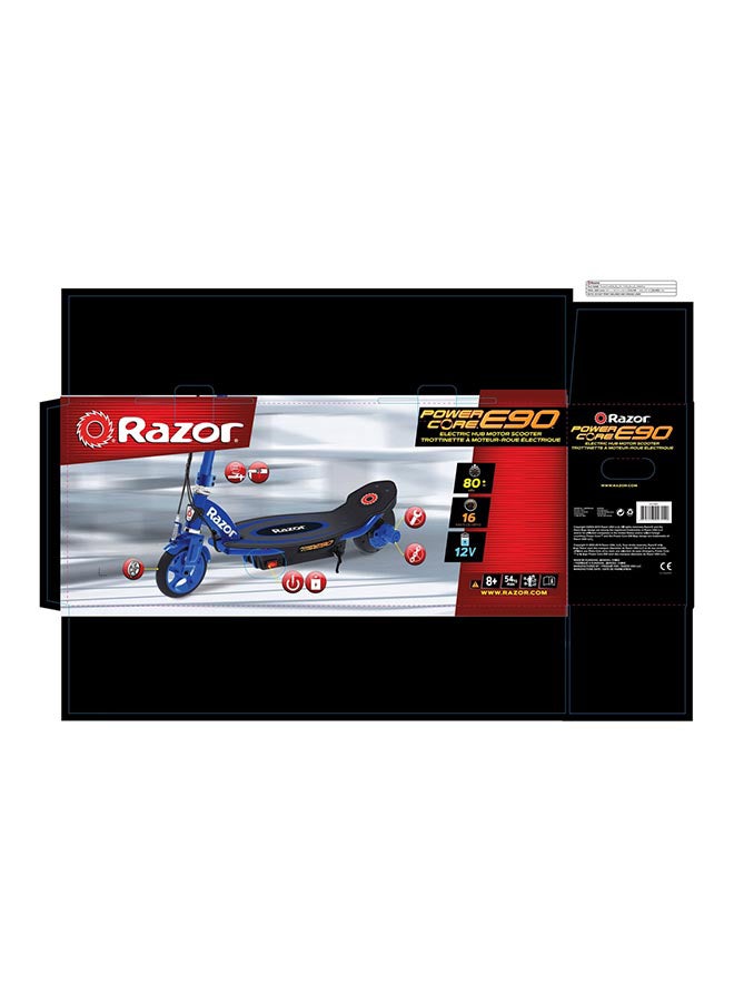ريزر سكوتر كهربائي Razor بقوة 85 وات - سكوتر Power Core E90 E للأطفال من سن 8 سنوات فما فوق بسرعة قصوى تبلغ 10 ميل في الساعة ومدة ركوب 60 دقيقة ومدى يصل إلى 10 أميال وبطارية 12 فولت 7 أمبير وإطارات مقاومة للثقب مقاس 5.6 بوصة - أزرق أزرق 84.5x20.5x35سم - Image 5