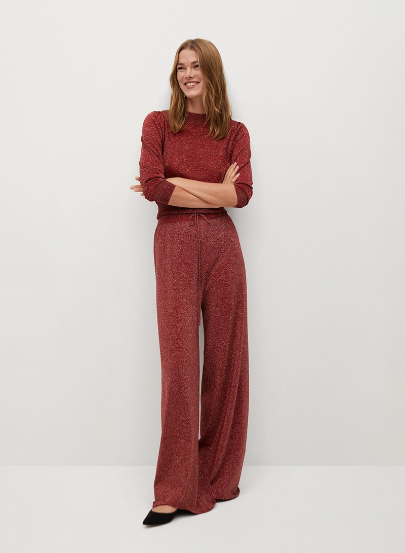 MANGO - Glossed Effect High Rise Pant Red - Image 1