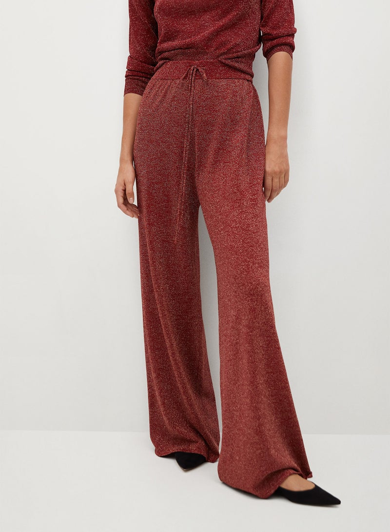 MANGO - Glossed Effect High Rise Pant Red - Image 1