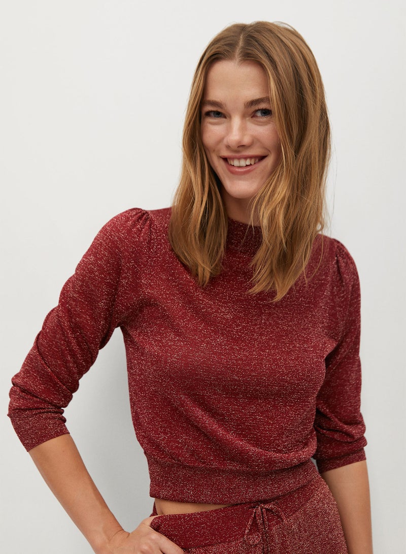 MANGO - Glossed Effect High Rise Pant Red - Image 1