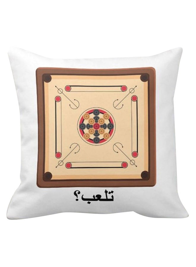 فرست بيس وسادة نوم مزينة بطبعات أبيض/بيج 40x40سم - Image 1