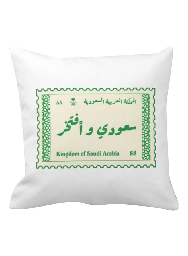 وسادة نوم مزينة بطبعات أبيض/أخضر 40 x 40سم