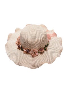 Beauenty Bow Detail Beach Hat Milky White/Pink  - Image 1