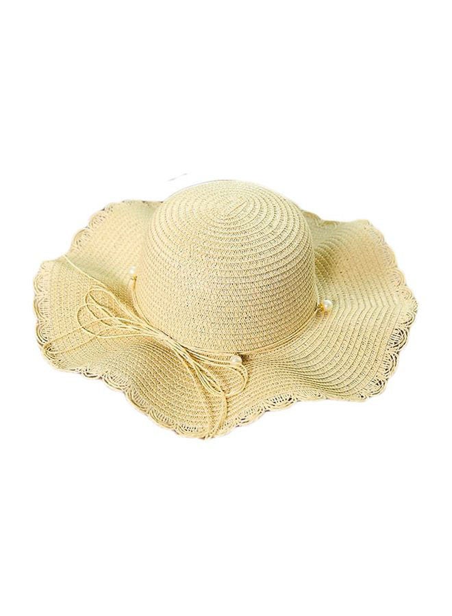 Beauenty Pearl Decor Sun Hat Beige  - Image 1