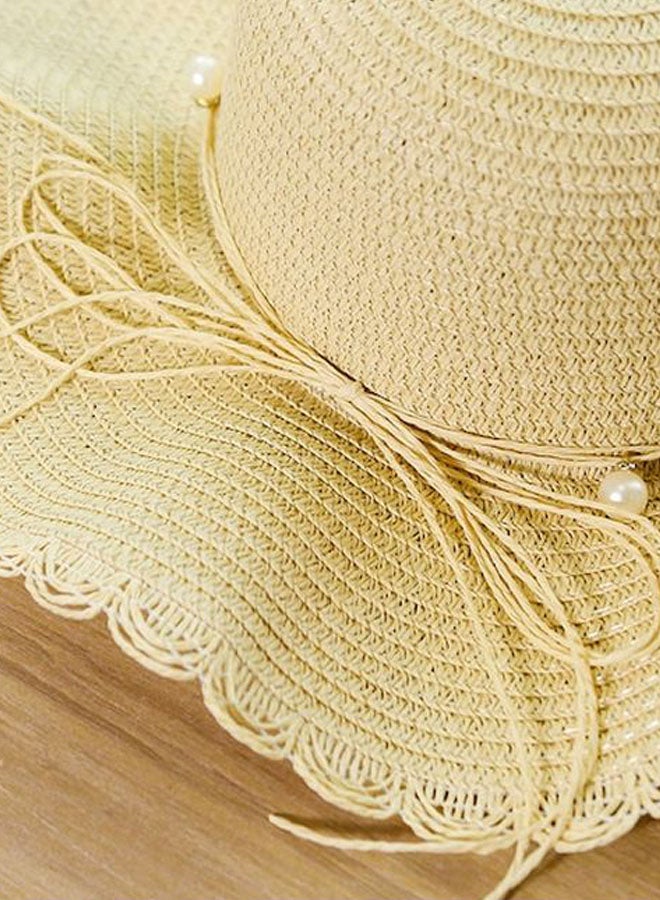 Beauenty Pearl Decor Sun Hat Beige  - Image 4