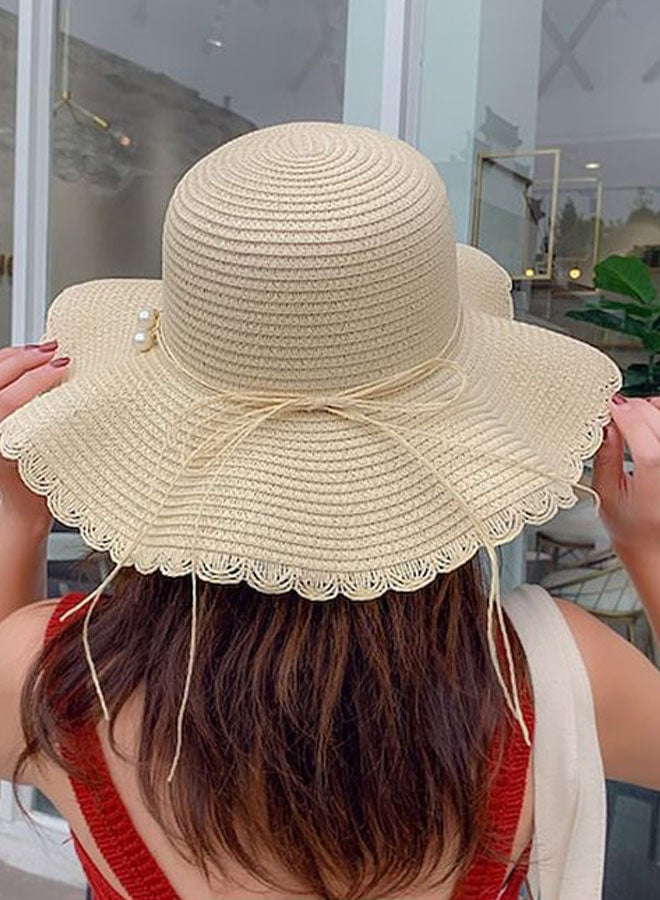 Beauenty Pearl Decor Sun Hat Beige  - Image 3