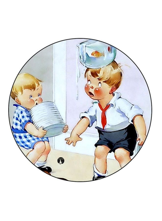BP Vintage Art Print Mouse Pad Blue/Beige/Red