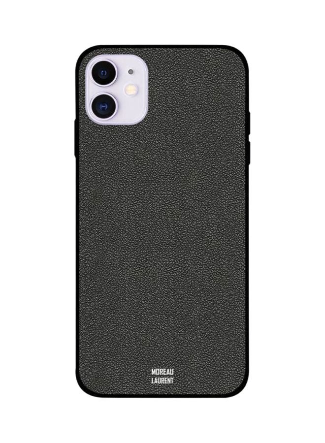 Moreau Laurent Protective Case Cover For Apple iPhone 11 Black Grey Leather Pattern 