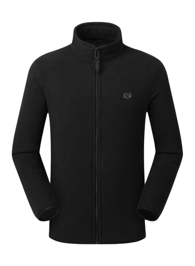 Zipper Detail Solid Jacket Black  - Image 1