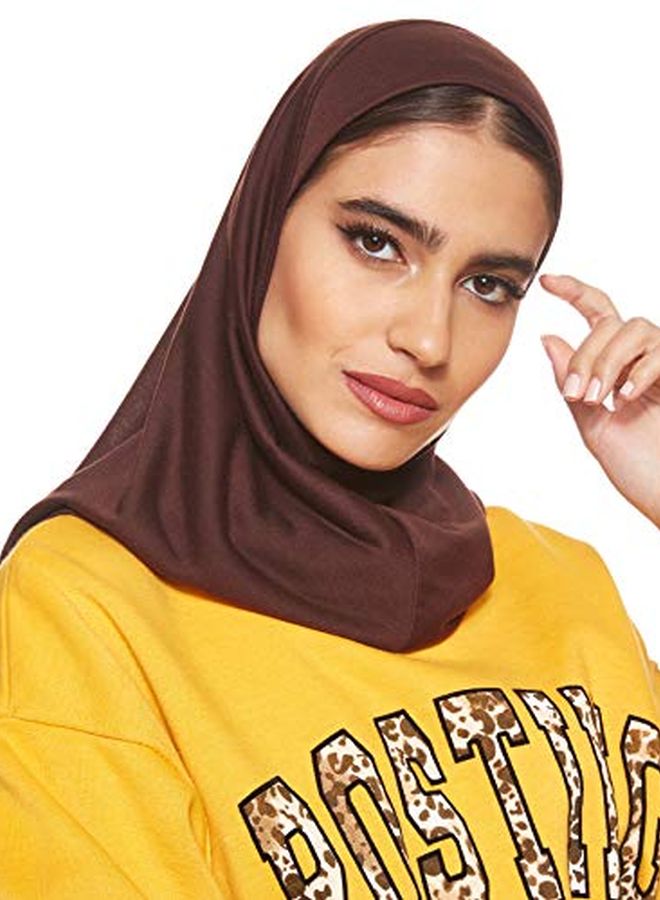 شادو حجاب قطن سادة بني غامق  - Image 3