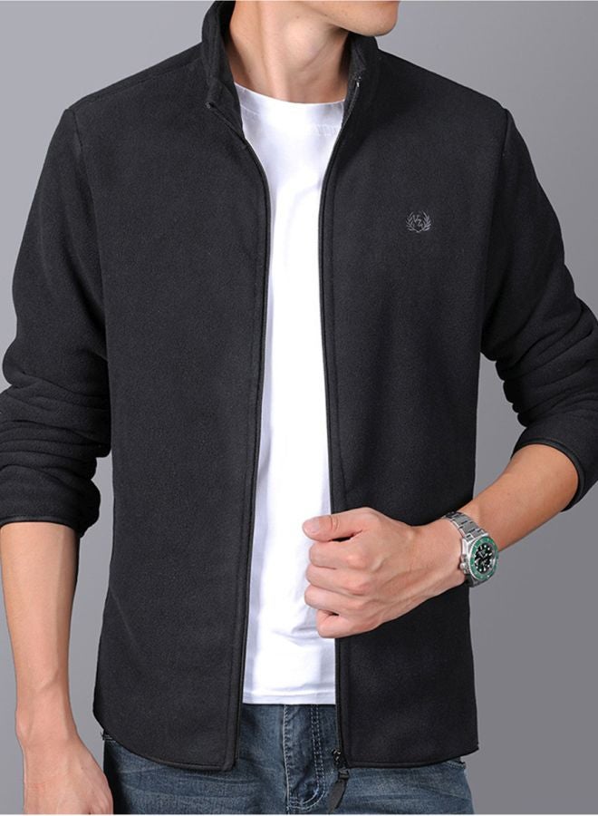 Zipper Detail Solid Jacket Black  - Image 3