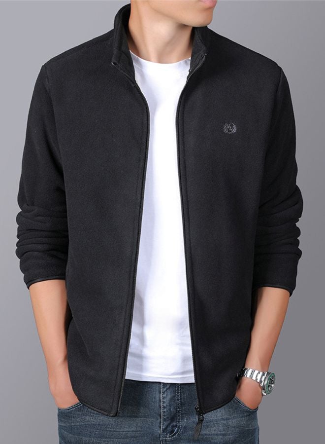 Zipper Detail Solid Jacket Black  - Image 4