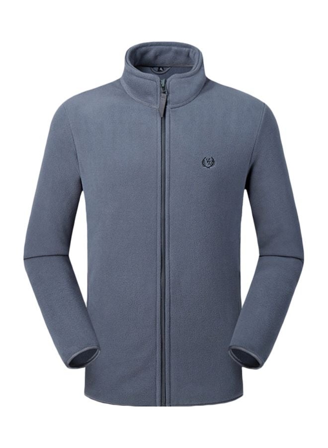 Zipper Detail Solid Jacket Grey  - Image 1