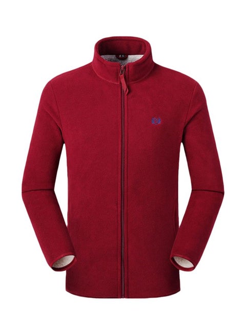 Zipper Detail Solid Jacket Red