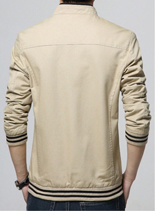 Zip Detailed Jacket Khaki/Black - Image 2